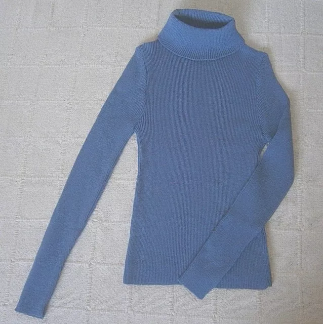 Vintage Ladybird Ribbed Polo-Neck Jumper - Age 10 years - Slate - Acrylic - New