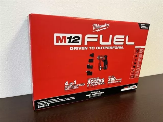 Milwaukee M12 FUEL 12V Li-Ion 4-in-1 Drill Driver Kit w/4-Tool Heads 2505-22 NEW