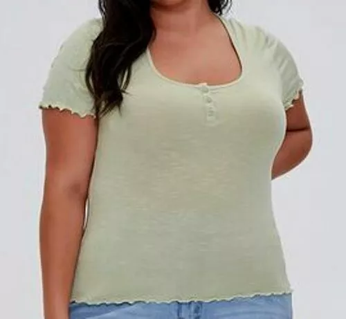 Forever 21 Womens Plus Size Light Green Knit Top, Short Sleeve - Size 3X - NWT