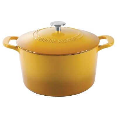 7 Quart Cast Iron Dutch Oven Yellow Round Porcelain Enameled Pot Cookware Cover
