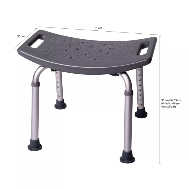 ONVAYA® Badhocker Kunststoff grau | B-Ware | 150 kg Duschhocker höhenverstellbar 3