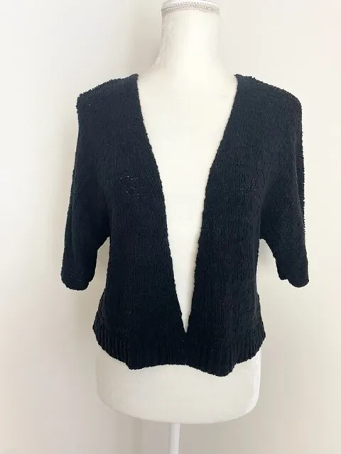 BP Womens Open Knit Cardigan Sweater Size XS Black Cropped Short Dolman Sleeve