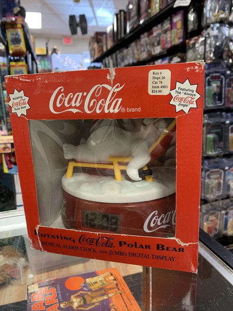 Vintage Rotating Polar Bear Clock (Coca Cola, Musical Alarm Clock)