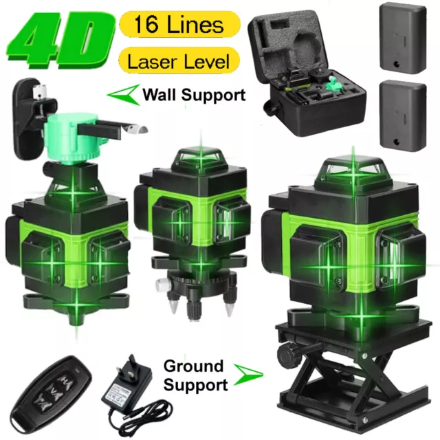 2024 4D 16 Lines Laser Level 360° Green Auto Self Leveling Rotary Cross Measure