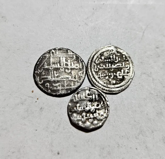Almoravides Lot De 3 Quirates Monnaies Antiques En Argent Rare Types Differents