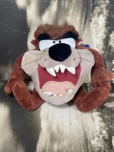 Vintage Looney Tunes TAZ Tasmanian Devil Spinning Talking Plush 90s Toy With Tag