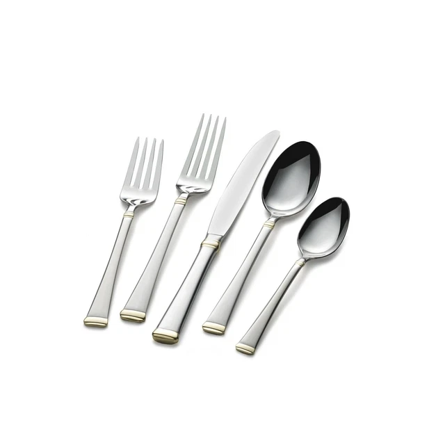 MIKASA FLATWARE SET Serveware Stainless Steel 12 Service Gold Accent 65