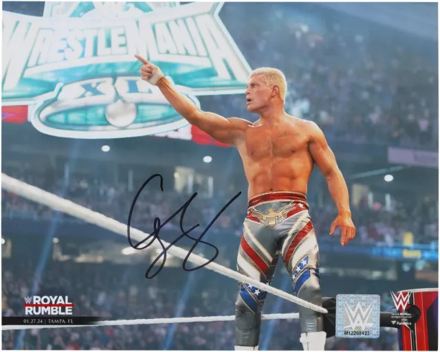 Cody Rhodes WWE Autographed 8" x 10" 2024 Royal Rumble Pointing Photograph