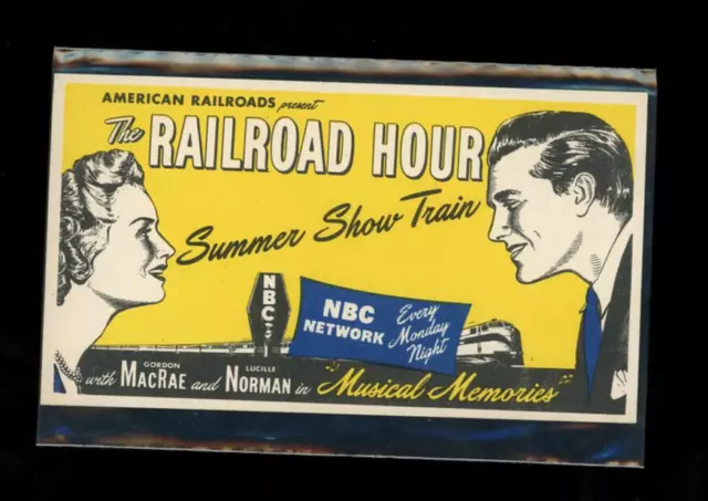 The Railroad Hour NBC Radio Show w/ Gordon MacRae Promo Card American Railroads