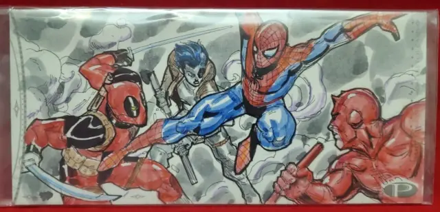 UD Marvel Premier Triple Sketch Card Sidey Deadpool Daredevil Woverine BNFER '14
