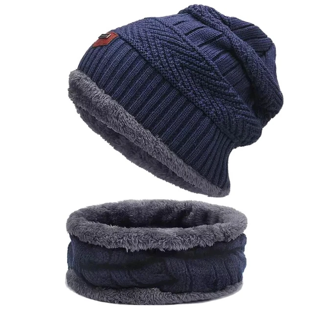 Bufanda de gorro de invierno Sombrero punto cálido grueso para hombres mujeres
