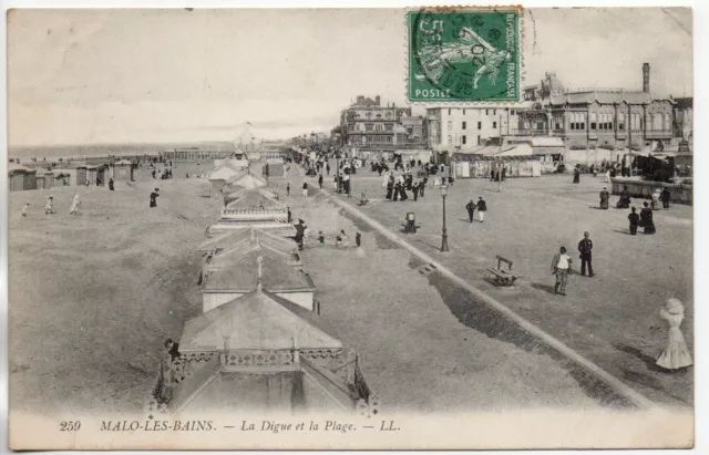 MALO LES BAINS - NORD - CPA 59 - la Plage - Vue 5 - et la Digue