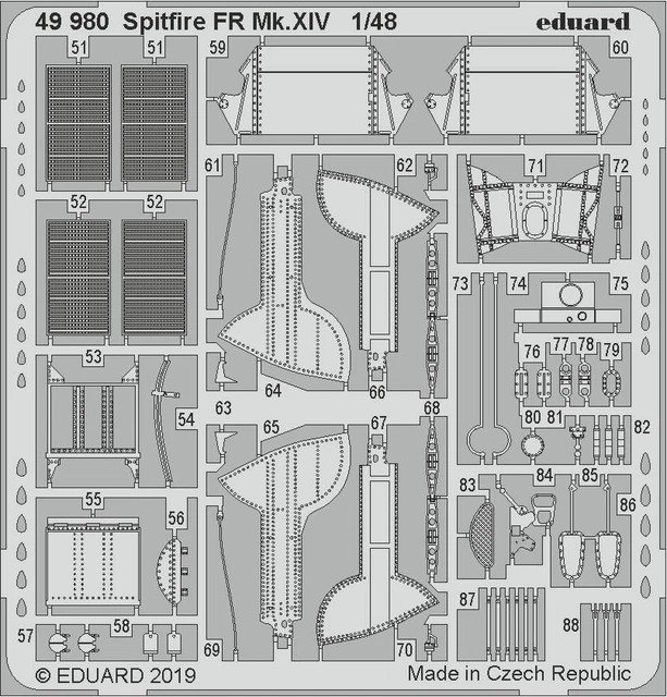 (EDP49980) - Eduard P-Etch 1:48 - Spitfire FR Mk.XIV Instruments