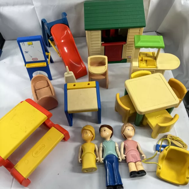 Little Tikes Dollhouse CHOICE of Vtg Doll Accessories Blue Roof Family Figures
