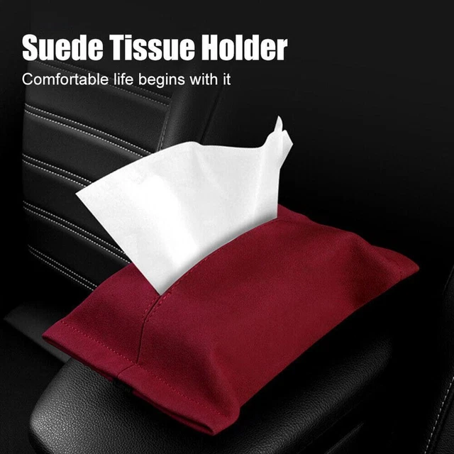 Car Tissue Box Bag Suede Hidden Napkin Paper Holder Storage For Tesla,