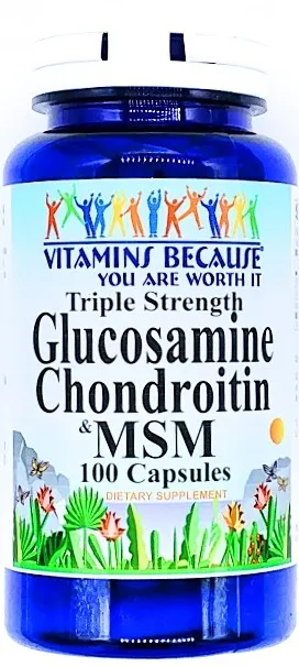 Triple Strength Glucosamine Chondroitin MSM 100 Capsules Joint Health Support