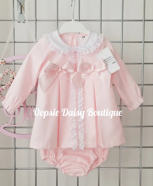 Girls Pink Spanish Ribbon Dress Sets