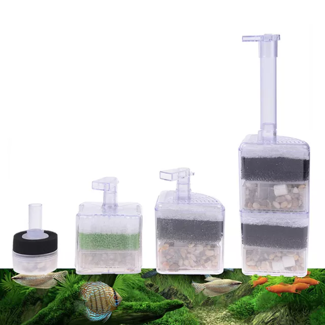 Fish Tank Aquarium Pump Air Driven Bio Corner Filter Sponge Fry Betta nano✔@s Ht