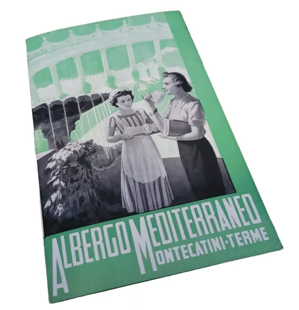 Vtg 1939 Hotel Mediterraneo Montecatini Terme Italy Travel Brochure Tuscany 30's