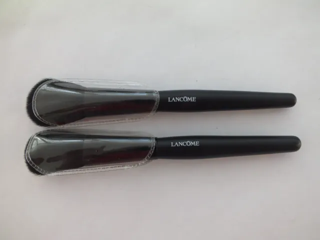 2 Lancome Makeup Brushes With Plastic Sleeve - Full Size - New