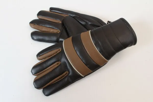 Vintage Handschuhe Fingerhandschuhe ungetragen braun Polychlorid Gr 5