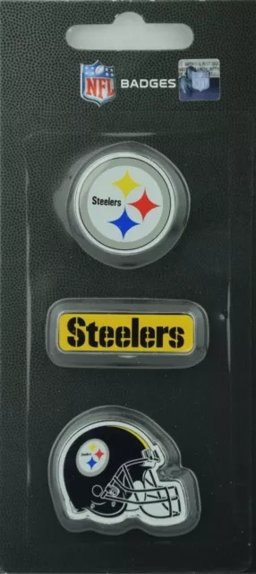 NFL Football Pittsburgh Steelers 3 teiliges Stück Badge Pin Set mit Helm Logo