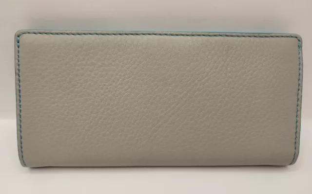 Marc By Marc Jacobs Teal Blue Grey Colorblock Leather Bifold Wallet Snap NEW 3