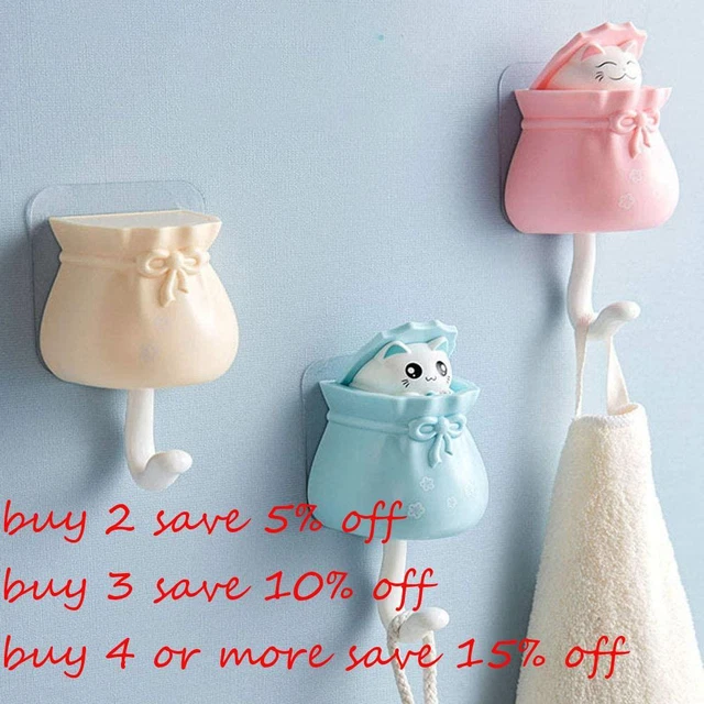 Key Decoration Adhesive Cute Wall Hanger Cat Hook Key Holder Storage Rack