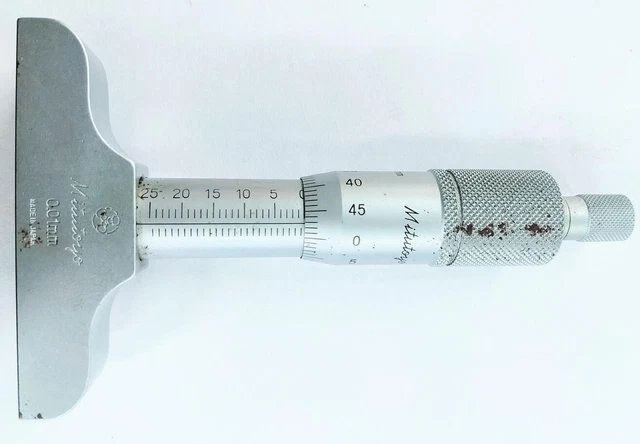 MITUTOYO Mitutoyo Depth Gauge Micrometer 0-25mm 0.01mm Japanese