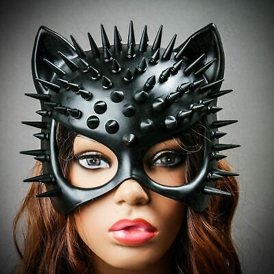 Women Black Spike CAT Face Party Eye Mask For Masquerade Ball Costume Party