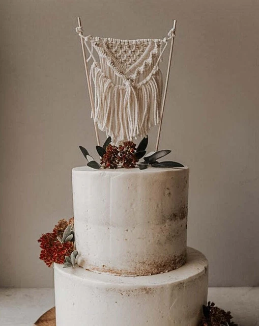 "Topper de pastel de macramé hecho a mano ""Wall Hanging"