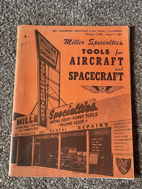 Miller Specialties Tools for Aircraft and Spacecraft Vintage Aviation Catalog LA