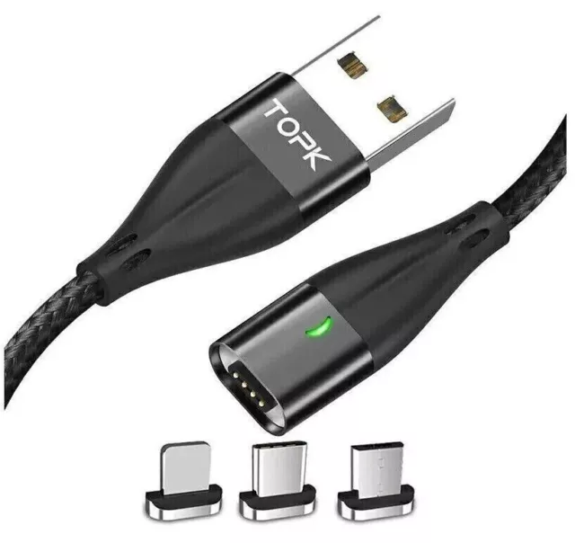 TOPK Magnet Kabel / 8 Pin - Mikro Usb - Type C / Android - ISo / Original