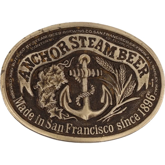 Ancre Vapeur Bière San Francisco Californie Brewing 1970s NOS Rétro Belt Buckle