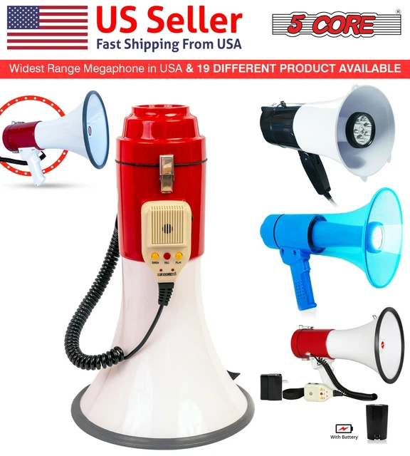 5CORE MEGAPHONE BULLHORN Bocina Loud SIREN Recording Rechargeable