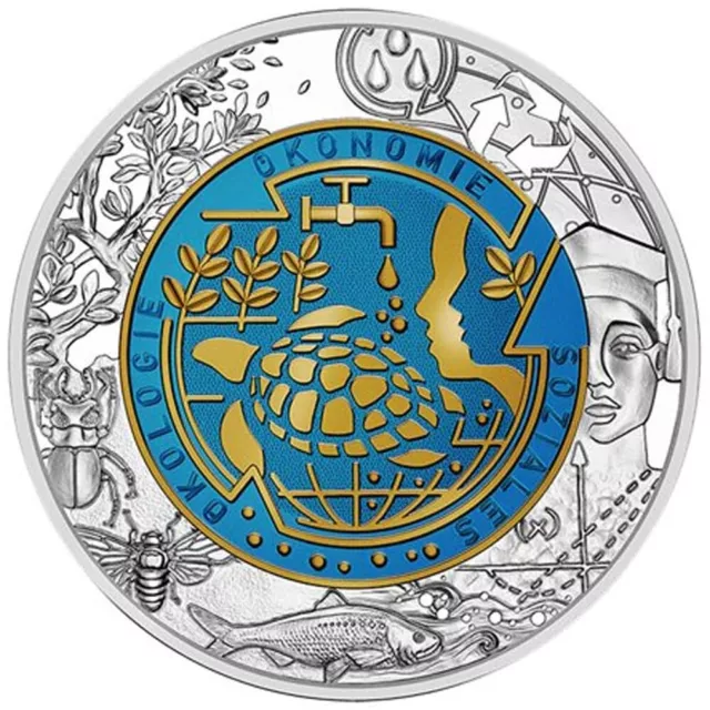 Austria Osterreich 25 Euros 2023 Niobio Y Plata Proof Calentamiento Global 2