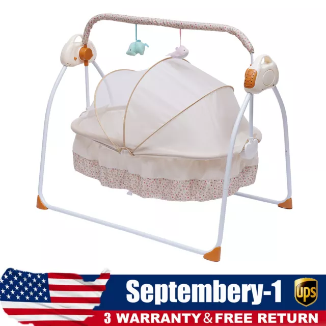 Automatic Rocking Chair Electric Baby Swing Bed Crib Music Cradle Remote control