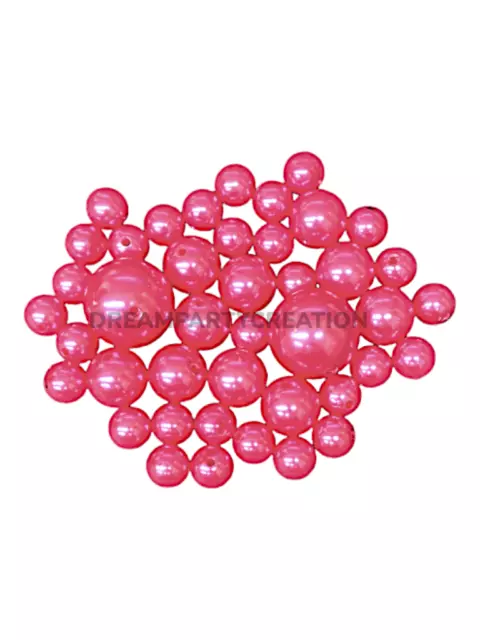 HOT PINK Assorted sizes Decorative Round PEARLS Choose Package Amount