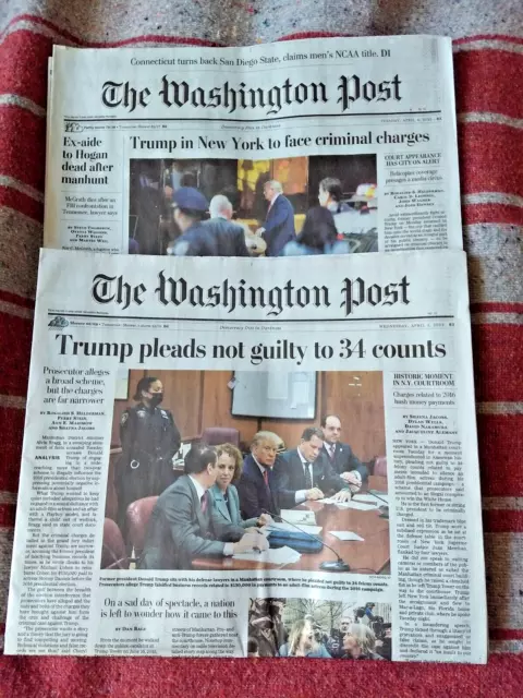 TRUMP IN NY TO FACE CHARGES / TRUMP PLEADS NOT GUILTY April 2023 WASHINGTON POST