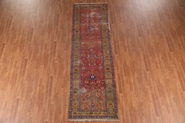 Pre-1900 Heriz Bakhshayesh Antique Runner Rug 3'x11' Vegetable Dye Handmade Rug 2