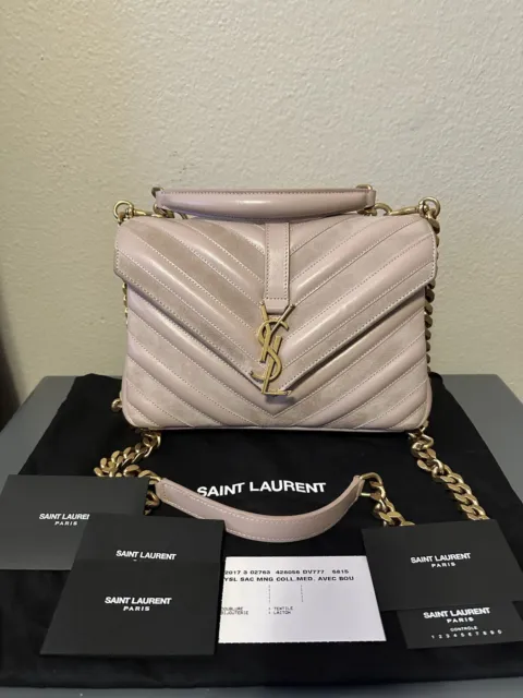 100% Auth Saint Laurent Matelasse Chevron Monogram Medium College Bag.