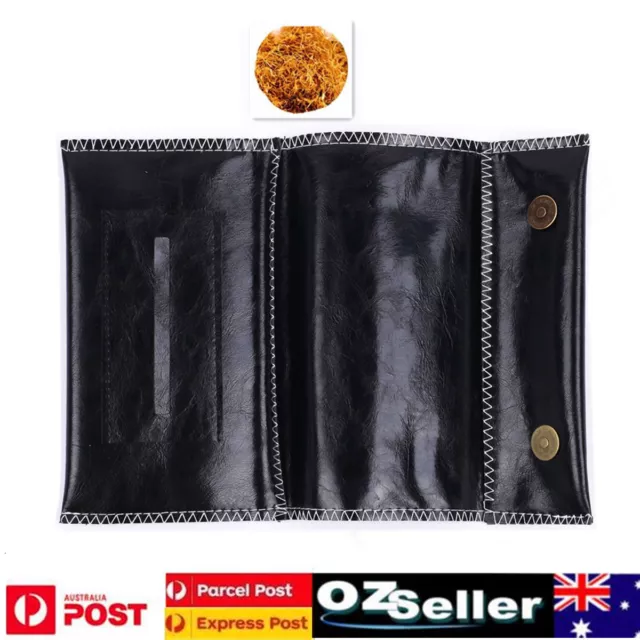 PU Leather Cigarette Tobacco Pouch Black Holder Soft Bag Case Paper Great Gift