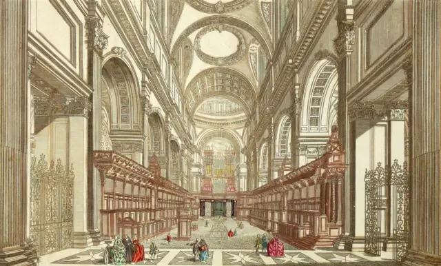 Guckkastenblatt - LONDON St Paul's Cathedrale - kolorierter Kupferstich um 1780