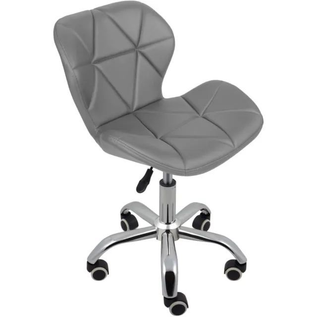 REBOXED Cushioned Desk Office Chair Chrome with Legs Lift Swivel Small in Grey