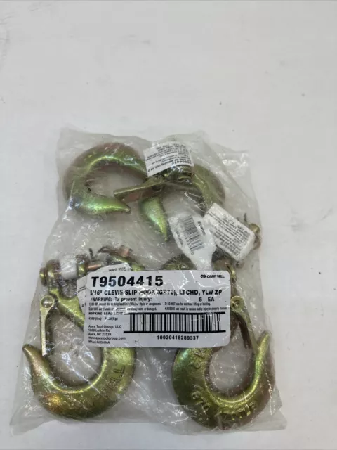 Campbell Chain & Fittings T9504415 5/16" Clevis Slip Hook W/Latch Grade 70 qty 5