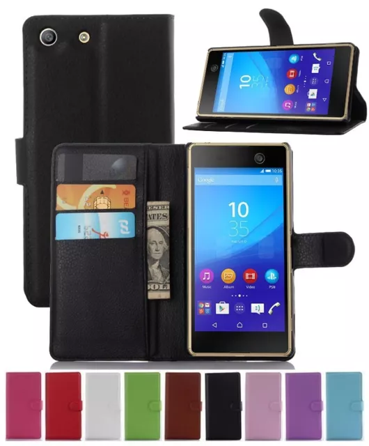 Wallet Leather Flip Card Case Pouch Cover For Sony Xperia M5 Genuine AuSeller