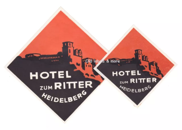 x1535 Hotel zum Ritter HEIDELBERG luggage label 2x Kofferaufkleber