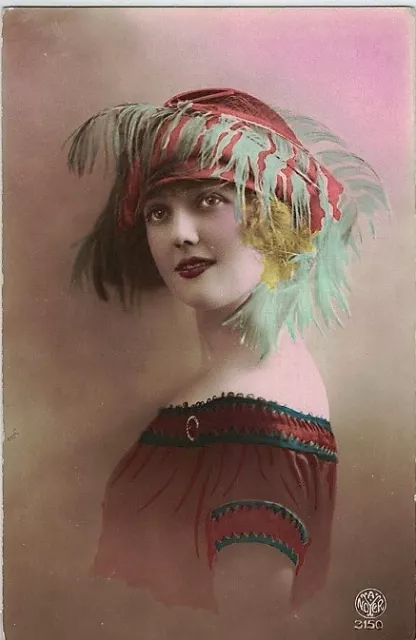 Ragazza con Cappello Moda Glamour Girl Hat Fashion Real Photo PC Circa 1910 6