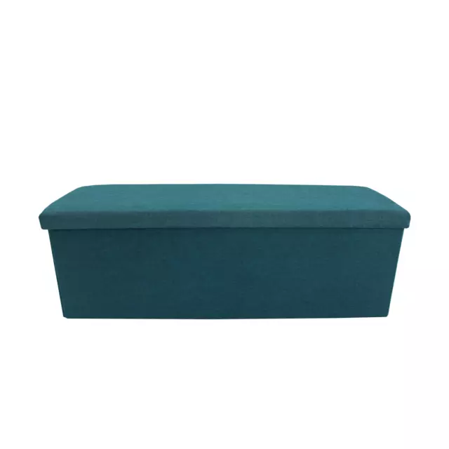 Mobili Rebecca Pouf Imbottito Seduta Contenitore Azzurro Pieghevole 38x110x38