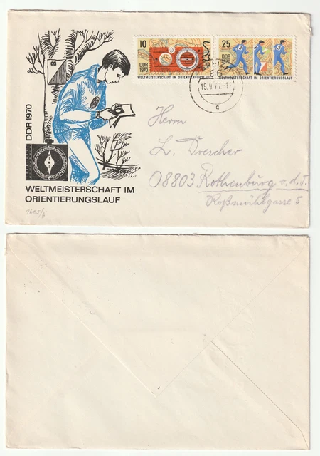96670 - Mi.Nr. 1605-1606 - FDC - Greiz 15.9.1970 nach Rothenburg o.d.T.